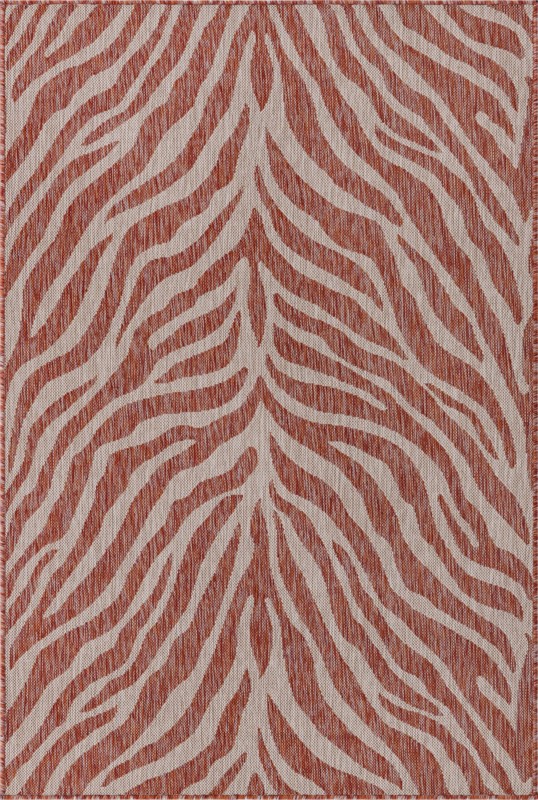 4' x 6' Abney · Zebra Outdoor Rug, rust red and ivory