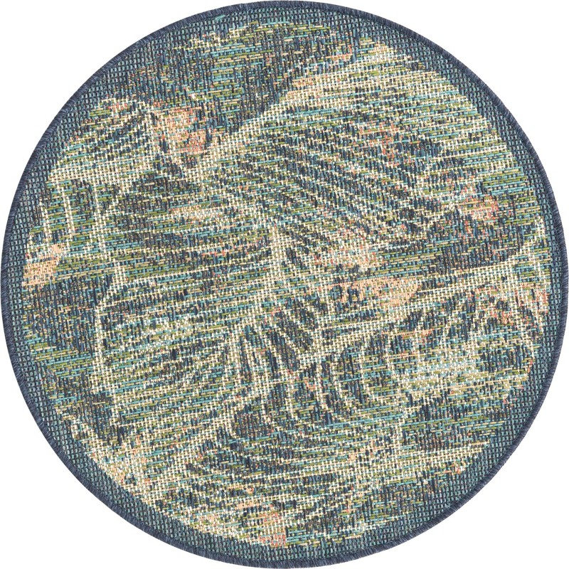 Bayless · Floral / botanical Outdoor Rug, blue