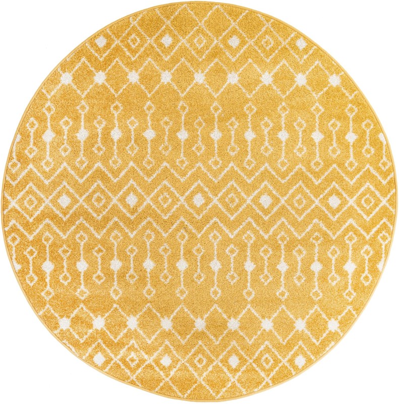 7' 10 x 7' 10 Boswell · Geometric lattice rug, yellow and ivory