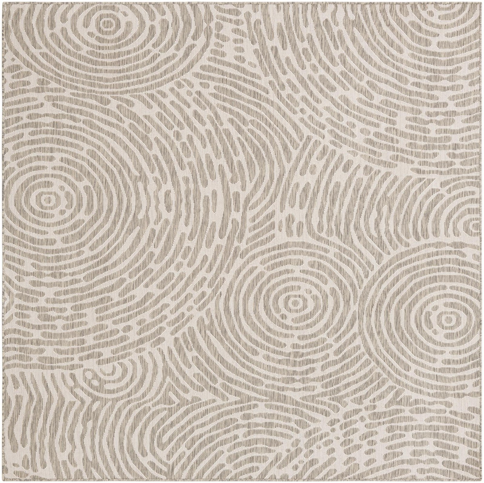7' 10 x 7' 10 Grafton · Swirling lines Outdoor Rug, gray and ivory