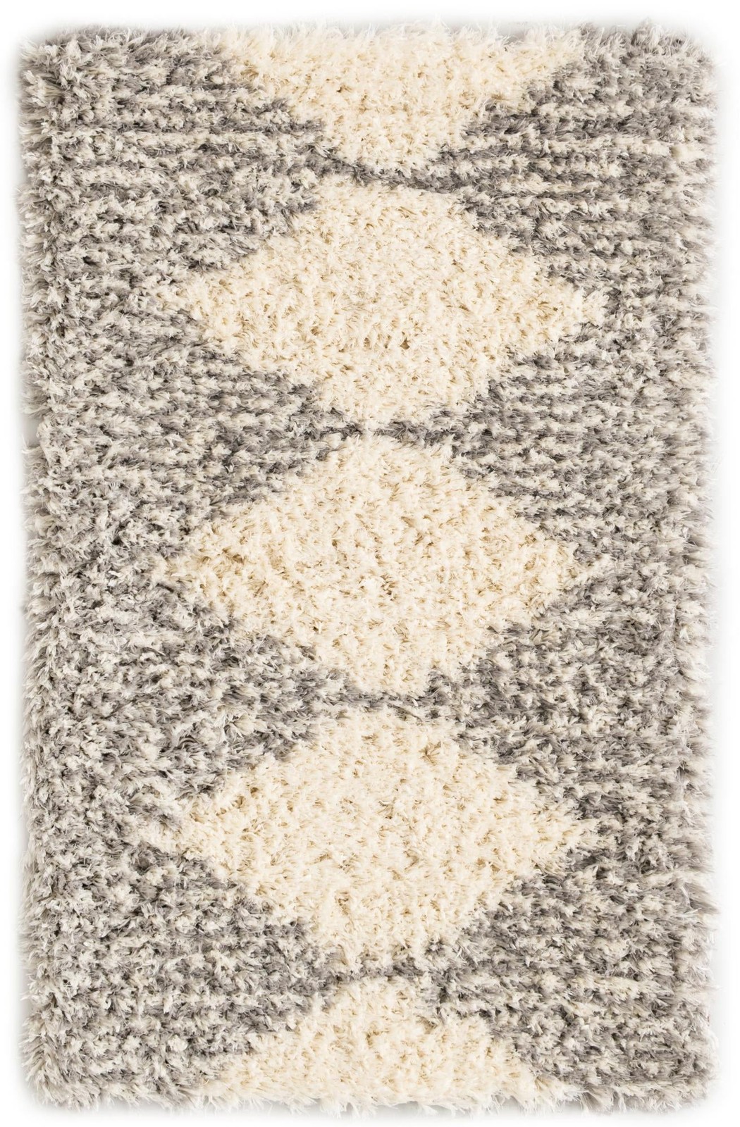 3' x 5' 3 Carlton · Diamond Shag Rug, pearl and gray