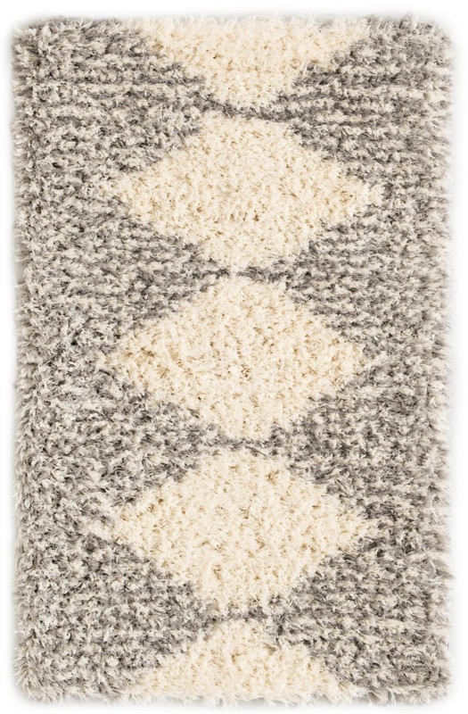 3' x 5' 3 Carlton · Diamond Shag Rug, pearl and gray