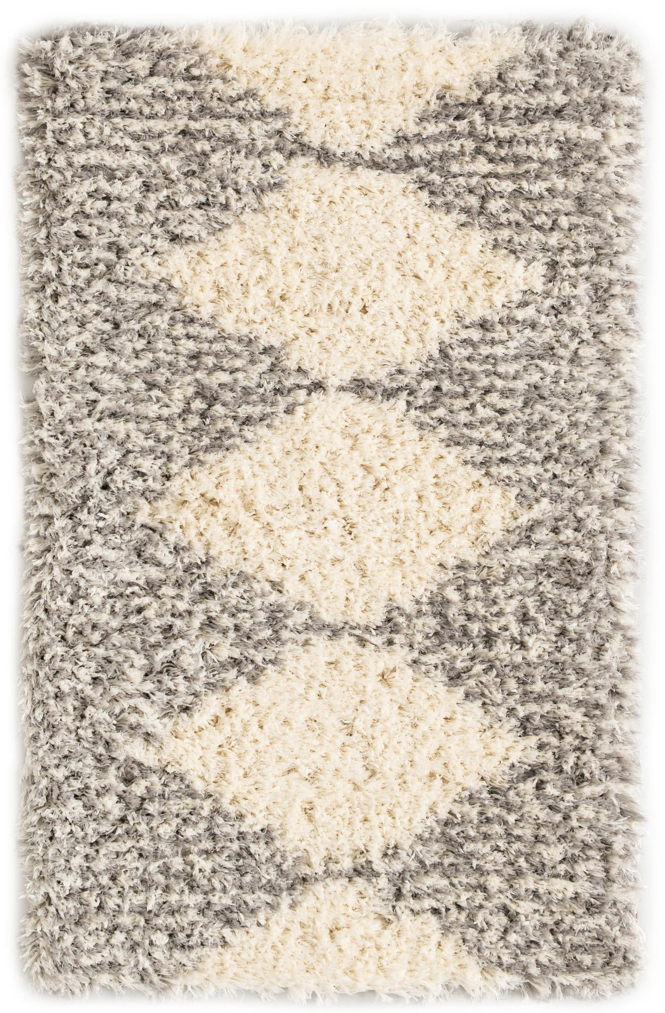 3' x 5' 3 Carlton · Diamond Shag Rug, pearl and gray