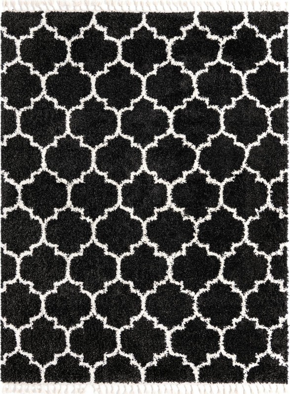 Everett · Lattice shag rug, black and white