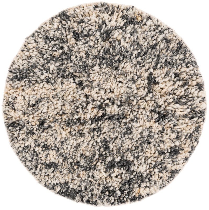 3' 1 x 3' 1 Powell · Abstract Wool Shag Rug, salt and pepper
