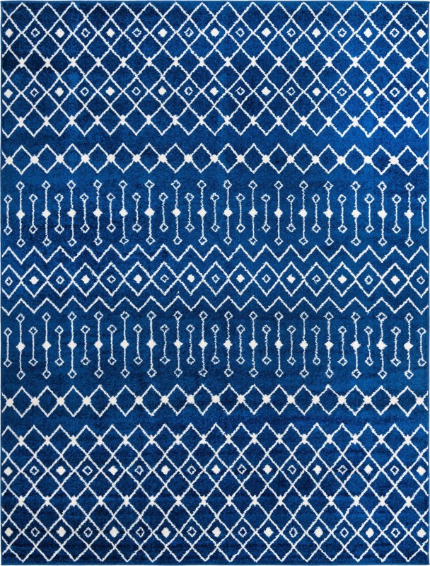 10' x 13' Boswell · Geometric trellis rug, navy and ivory