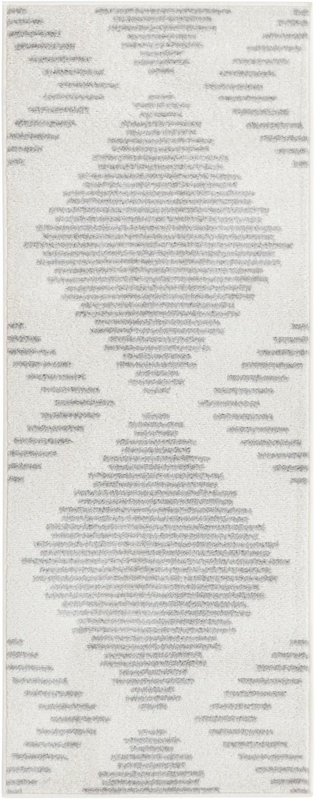 2' x 5' 3 Knox · Diamond rug, ivory and gray