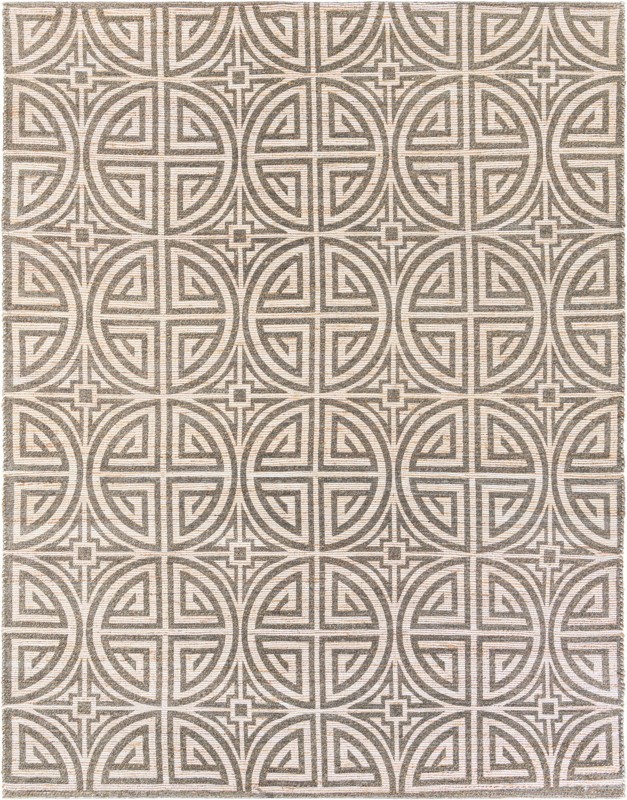 9' x 12' Pasco · Geometric rug, gray and ivory