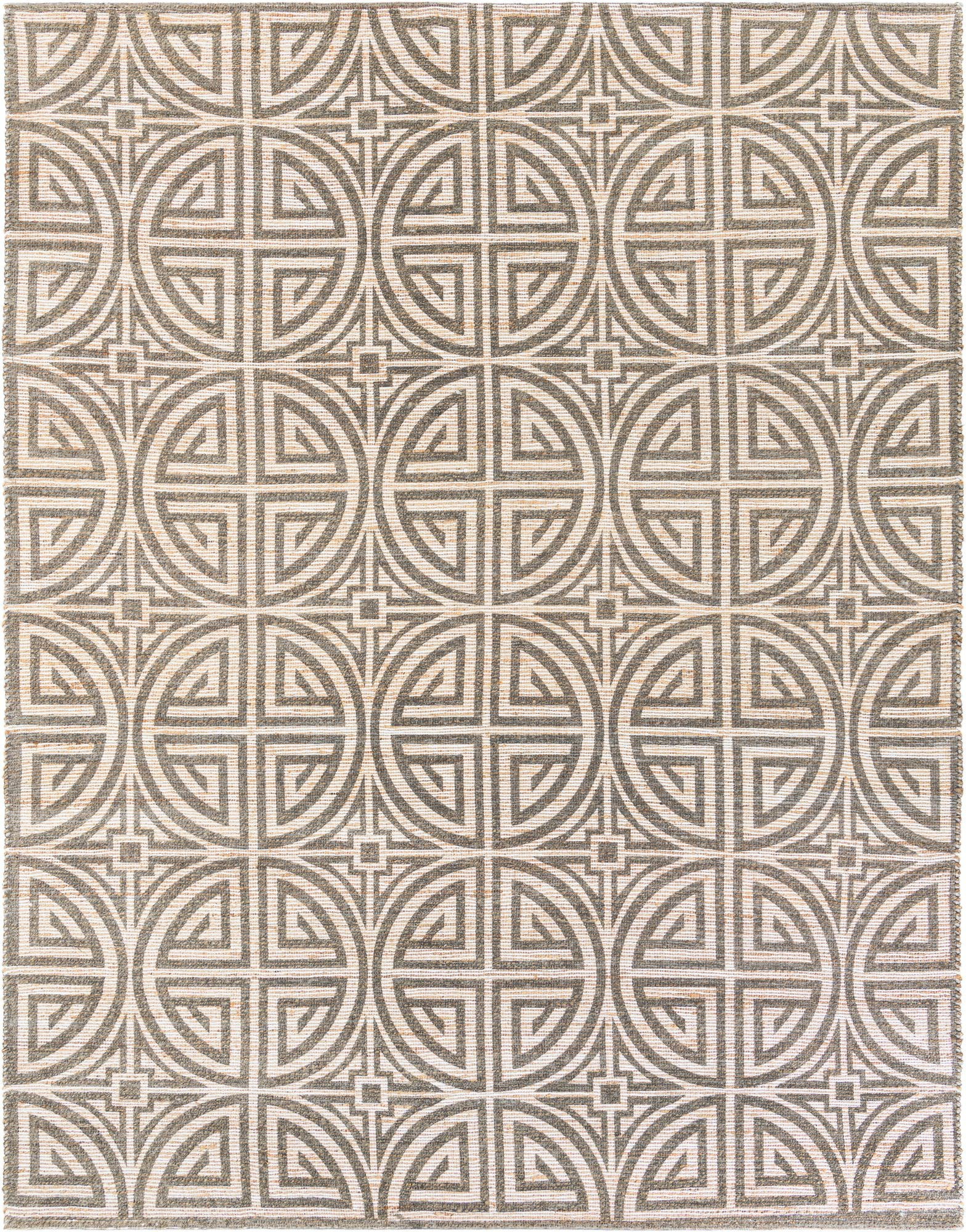 9' x 12' Pasco · Geometric rug, gray and ivory