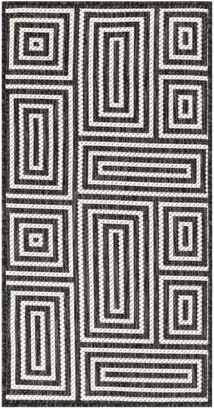 2' x 4' Cumberland · Geometric maze Outdoor Rug, black and white
