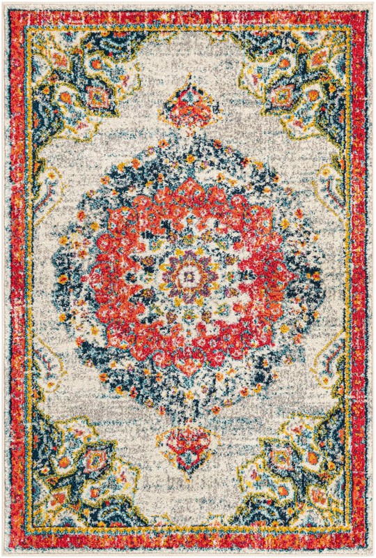 4' x 6' Amberley · Border rug, ivory