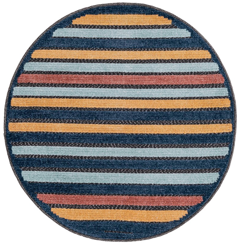 3' 3 x 3' 3 Buckland · Striped Outdoor Rug, charcoal