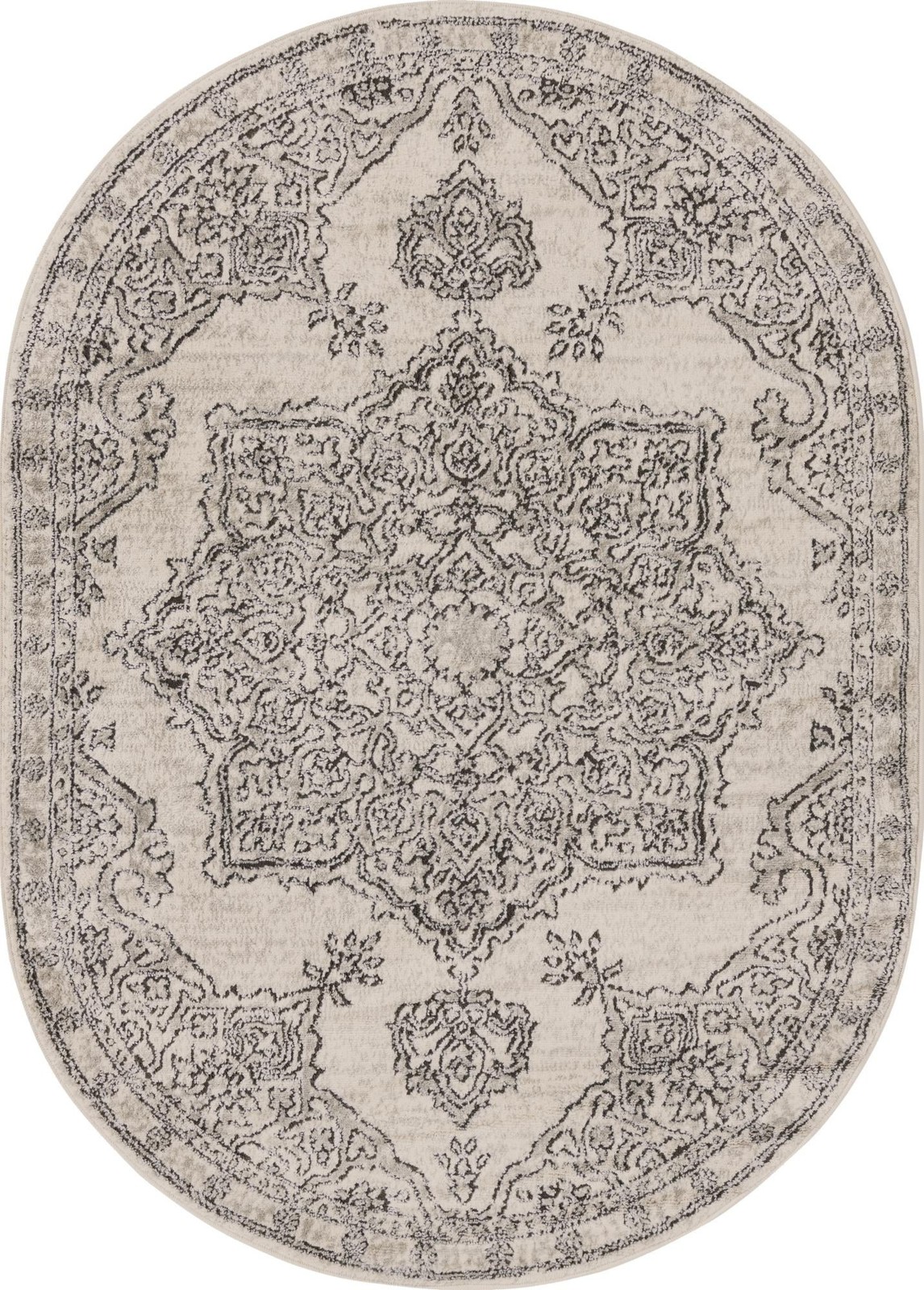 4' x 6' Wade · Medallion rug, ivory and gray