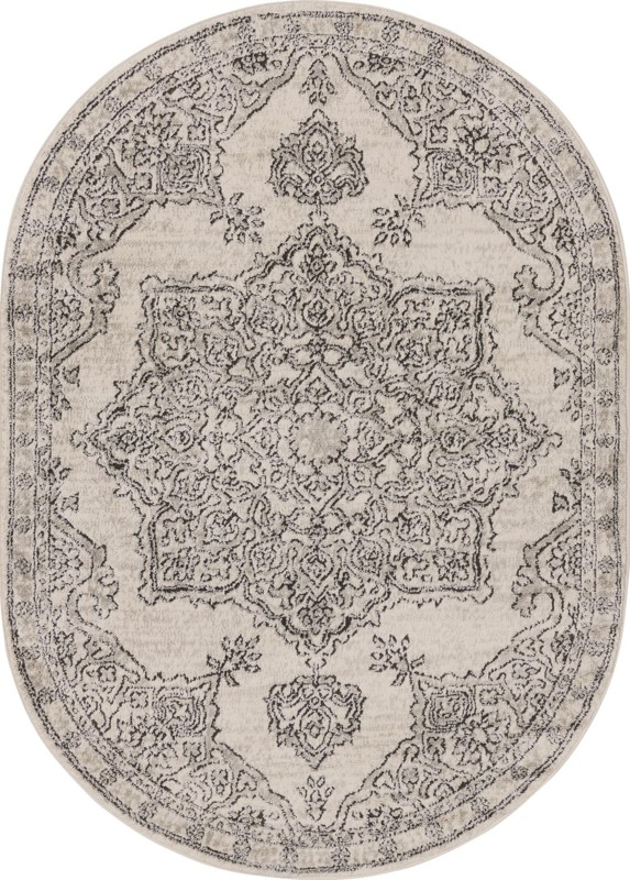 4' x 6' Wade · Medallion rug, ivory and gray