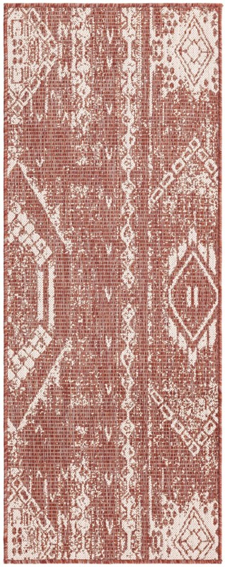 2' x 5' 3 Wildman · Geometric Outdoor Rug, rust red