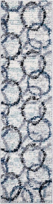 Rayner · Abstract circles rug, ivory and blue