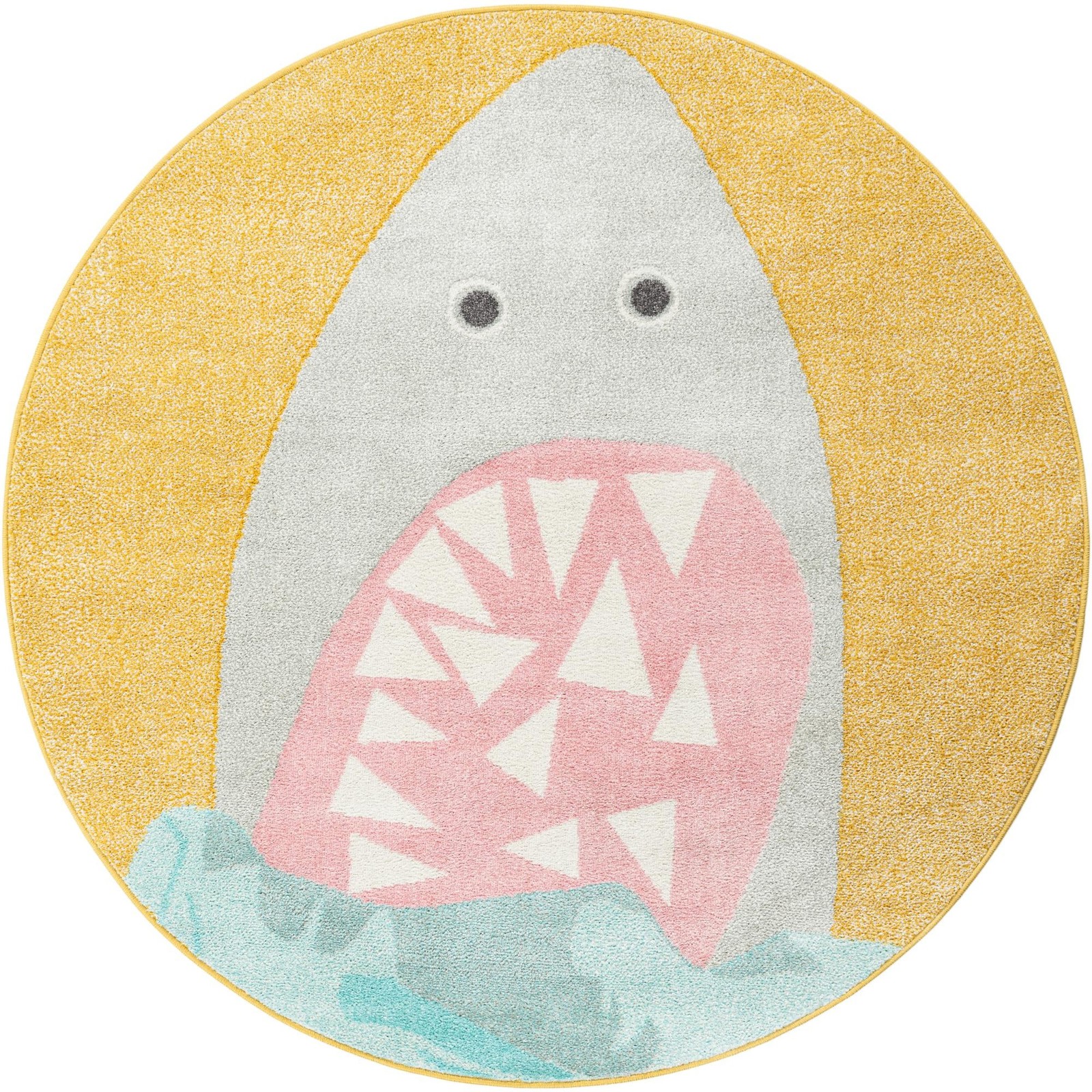 5' 1 x 5' 1 Noakes · Shark rug, yellow and gray