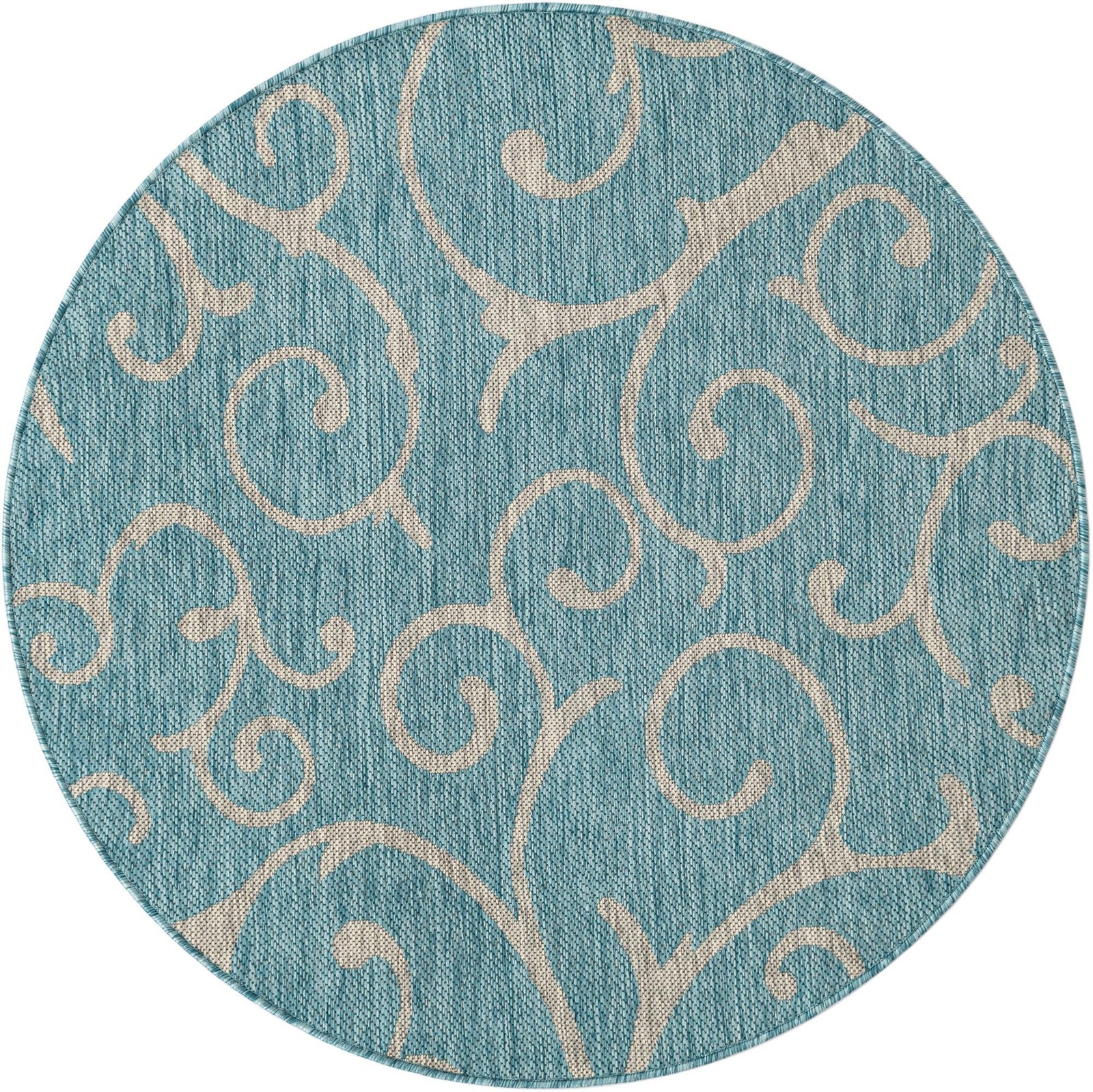 4' x 4' Shale · Floral / botanical Outdoor Rug, aqua