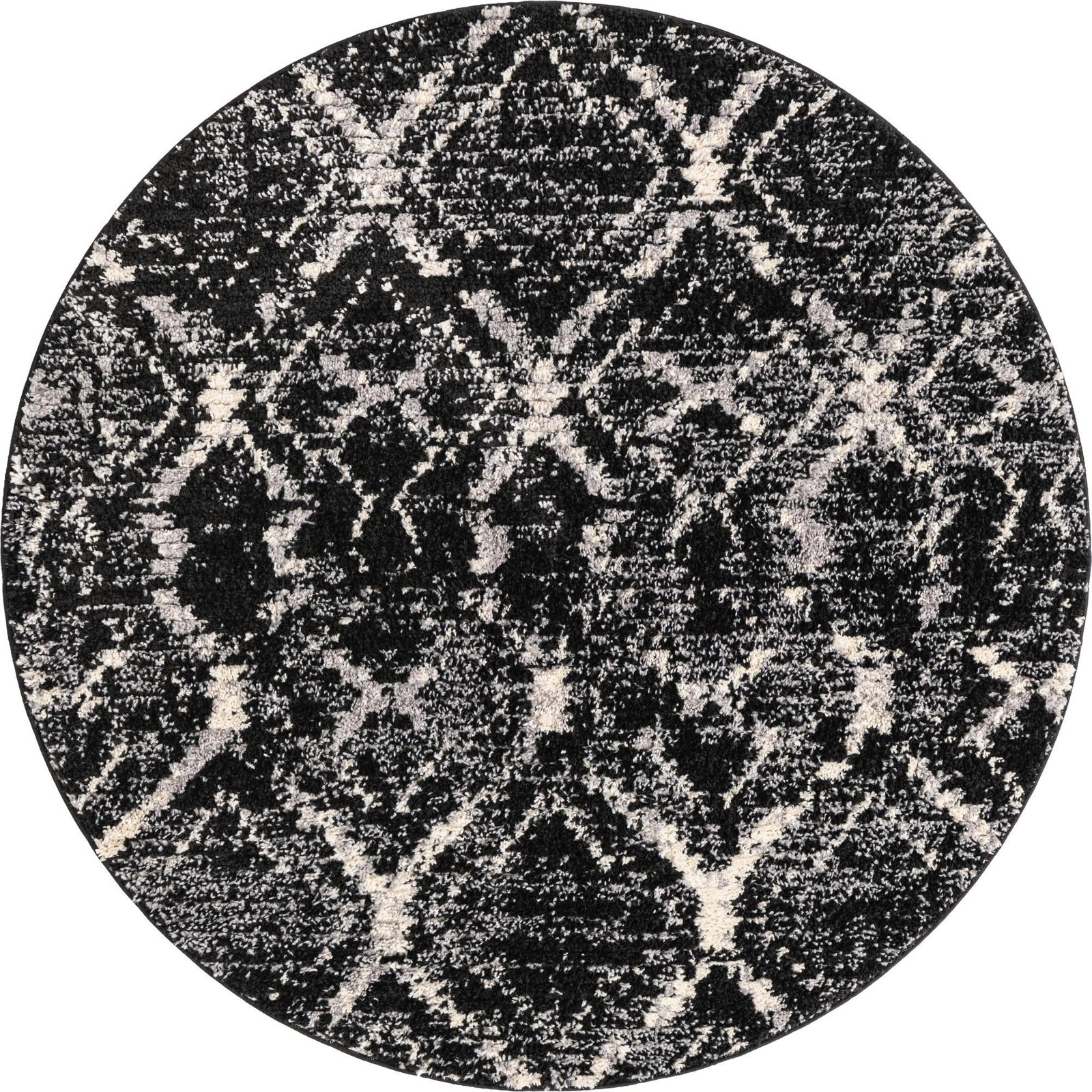 3' x 3' Tilden · Lattice rug, black and ivory