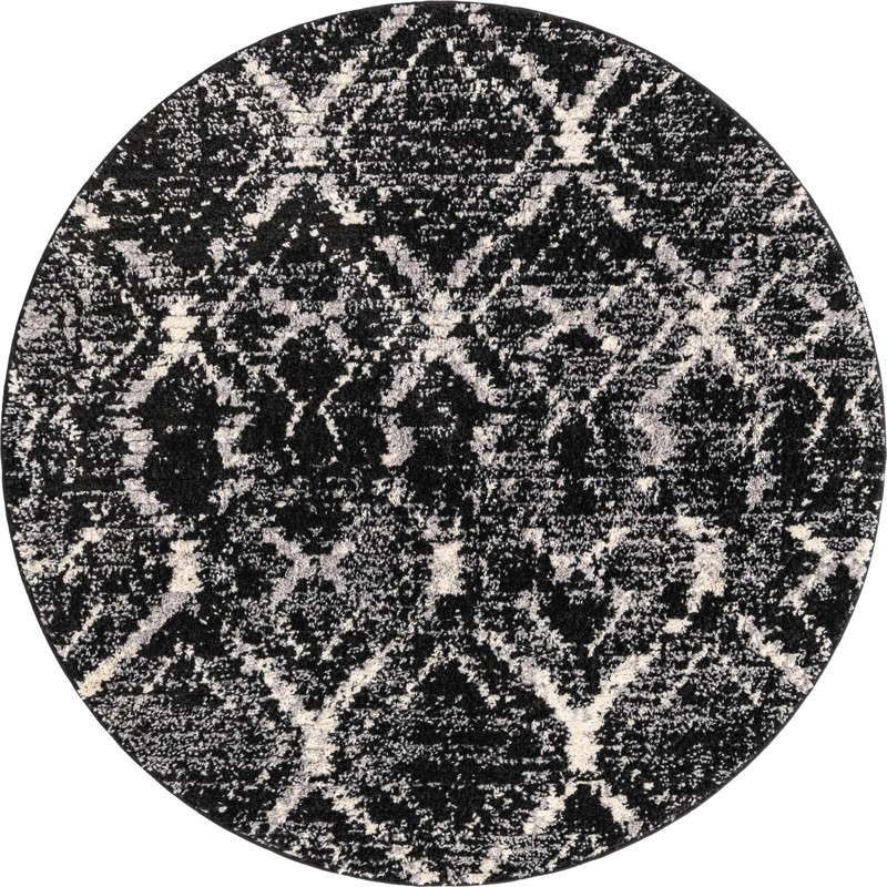 3' x 3' Tilden · Lattice rug, black and ivory