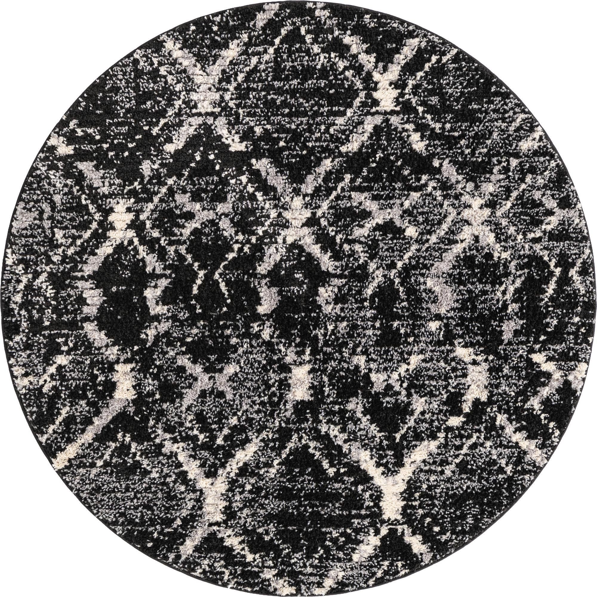 3' x 3' Tilden · Lattice rug, black and ivory