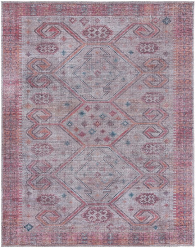 7' 10 x 10' Bascom · Geometric medallion Washable Rug, rust and beige