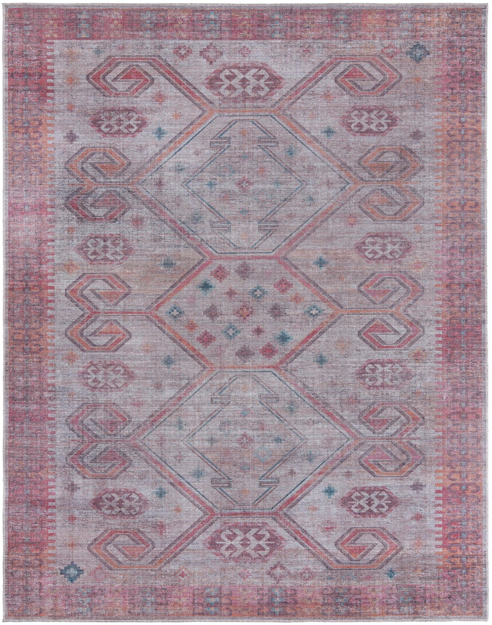 7' 10 x 10' Bascom · Geometric medallion Washable Rug, rust and beige