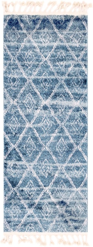 2' 4 x 6' Larrabee · Diamond lattice rug, blue and ivory