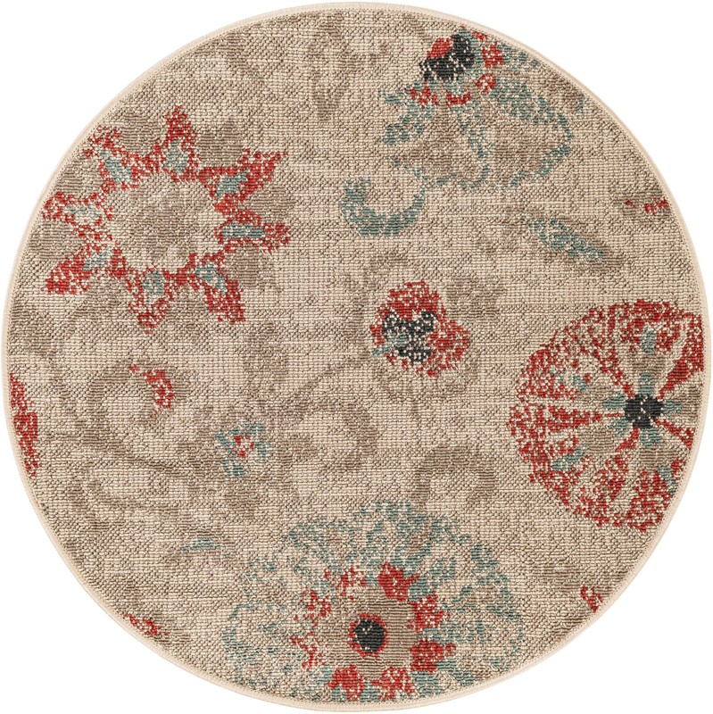 Lofton · Floral / botanical Outdoor Rug, beige