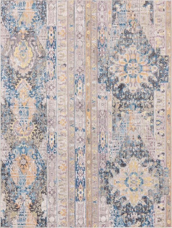 9' x 12' 2 Amos · Medallion rug, gray