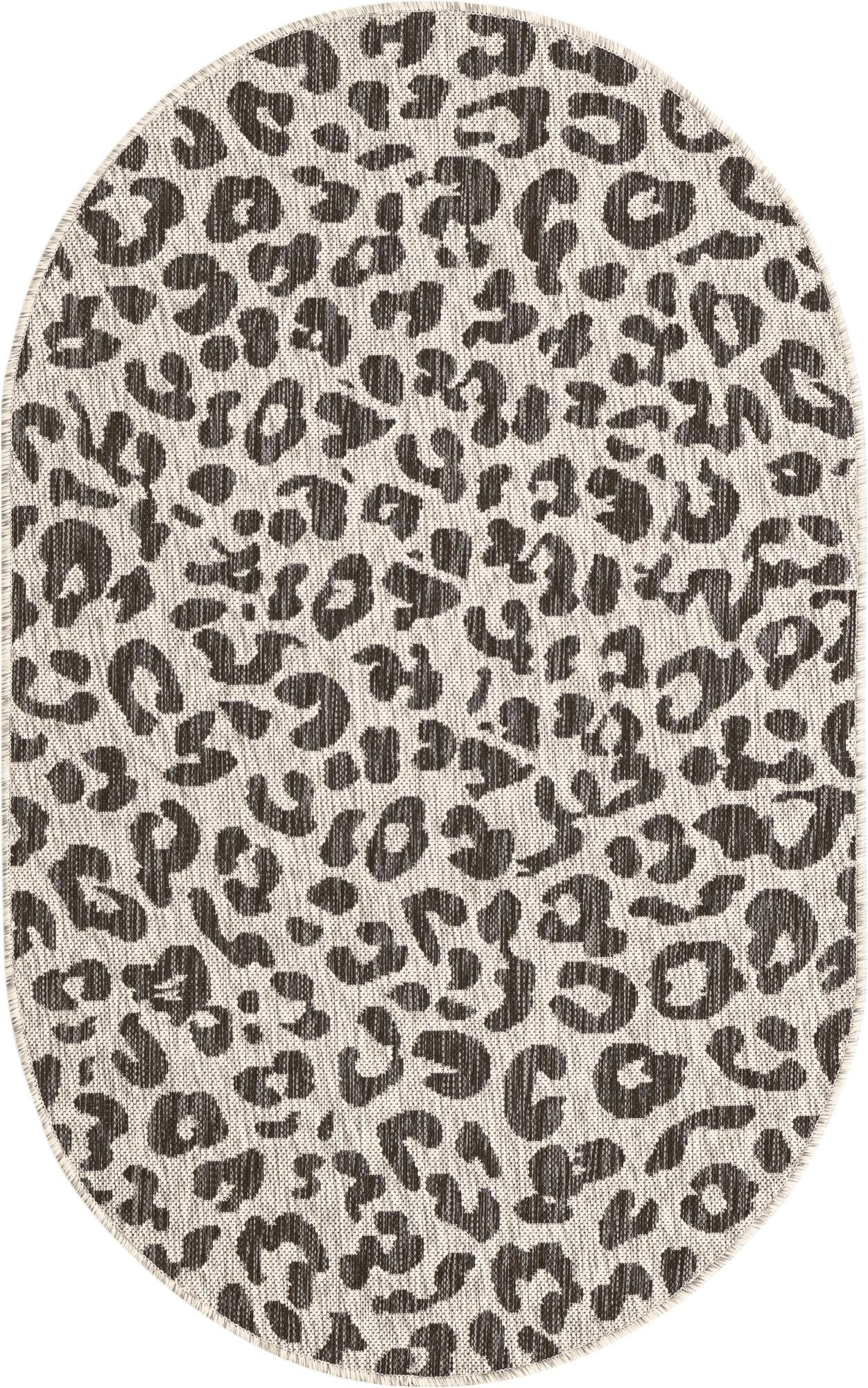 3' x 5' 3 Cardamom · Leopard print Outdoor Rug, gray and cream