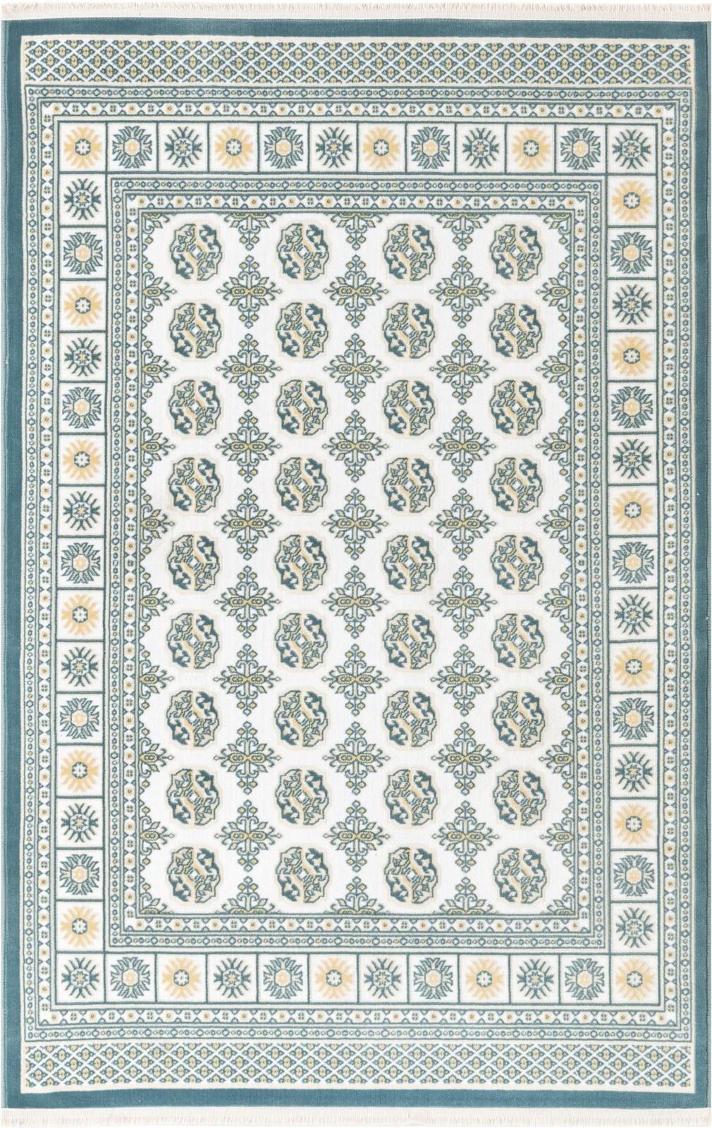 4' x 6' Crestwood · Border rug, ivory and blue