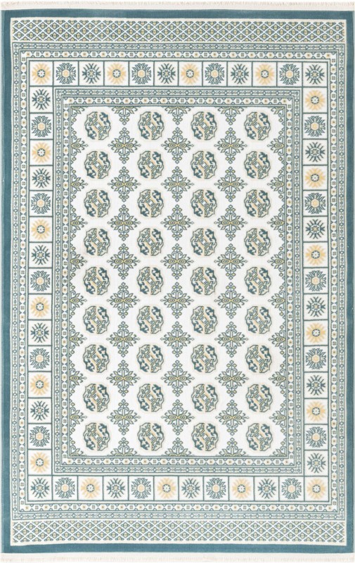 4' x 6' Crestwood · Border rug, ivory and blue