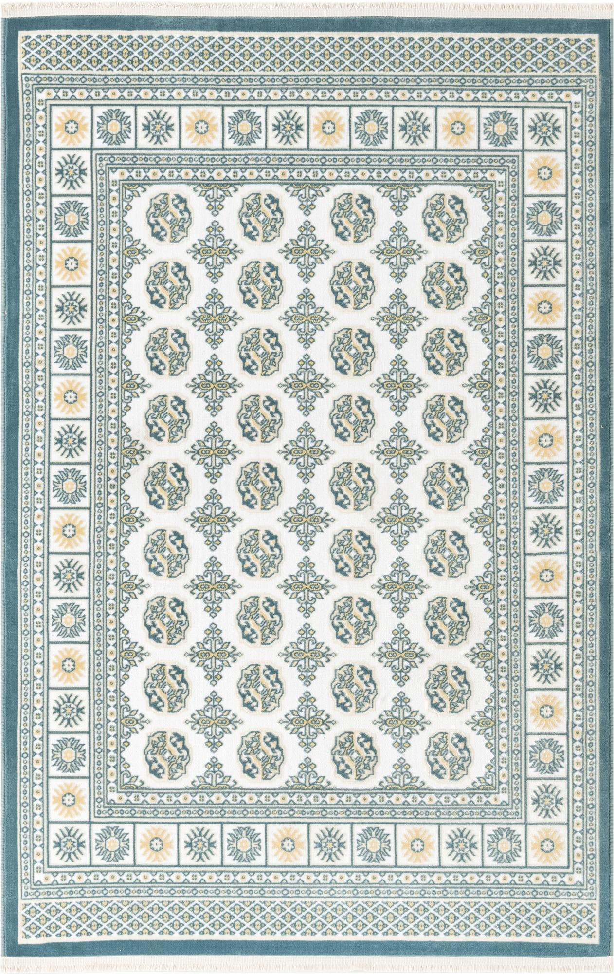 4' x 6' Crestwood · Border rug, ivory and blue