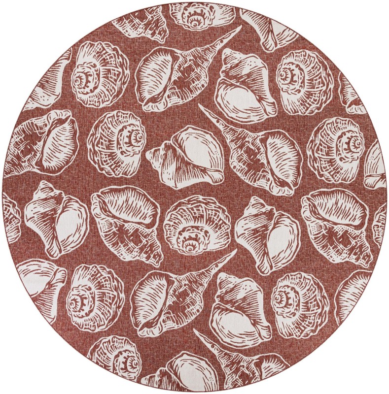 12' x 12' Arcata · Seashell Outdoor Rug, rust and ivory