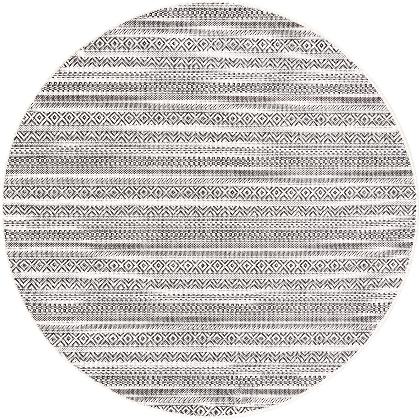 5' 3 x 5' 3 Merlin · Striped geometric Outdoor Rug, beige and black