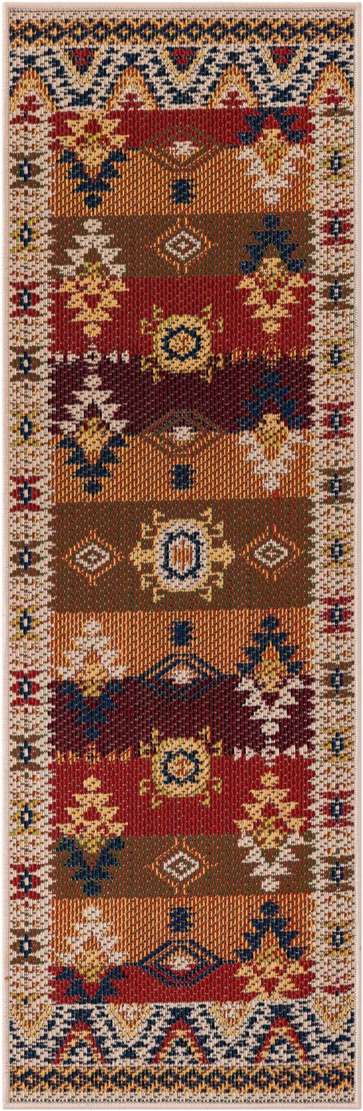 2' x 6' Wilcox · Border Outdoor Rug, rust red