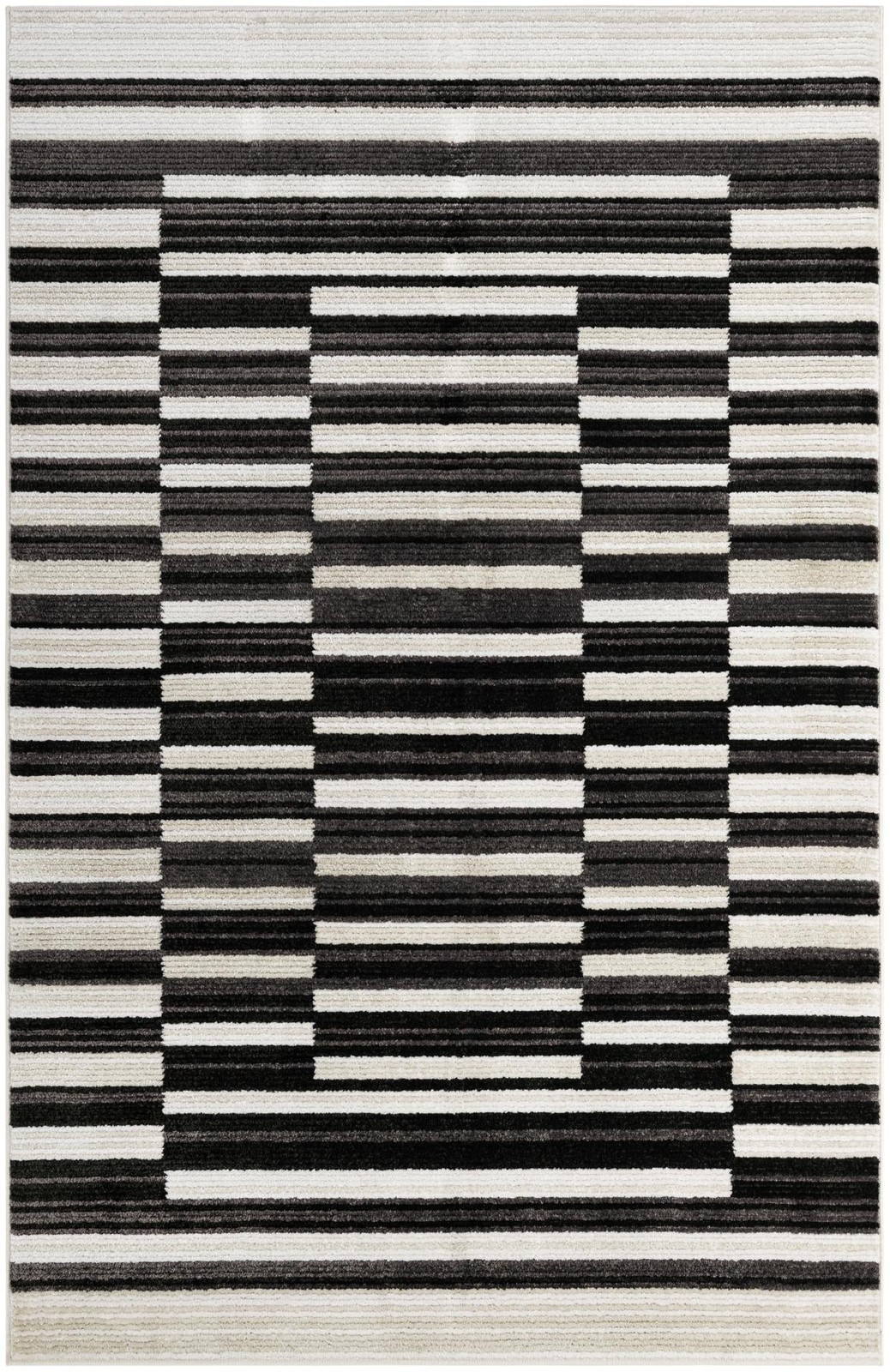 6' x 9' Brandt · Abstract rug, black and ivory
