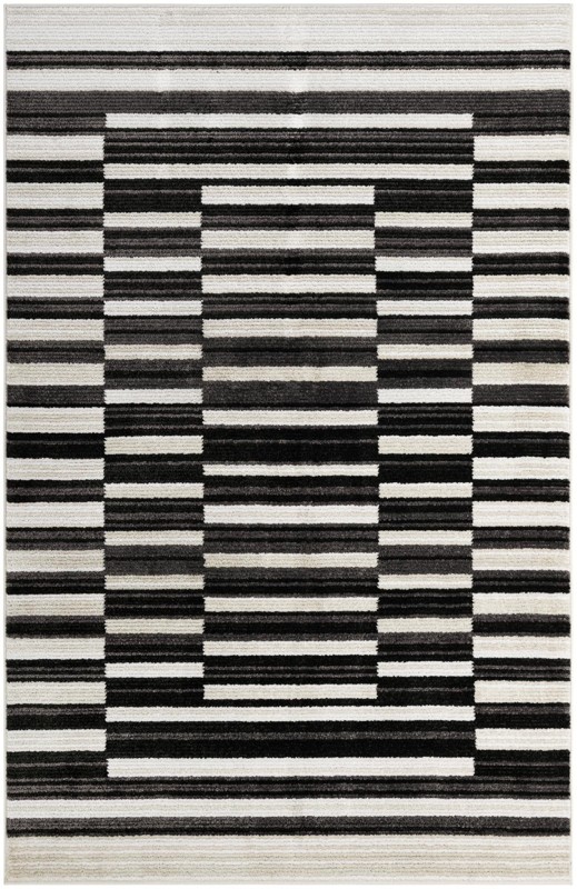 6' x 9' Brandt · Abstract rug, black and ivory