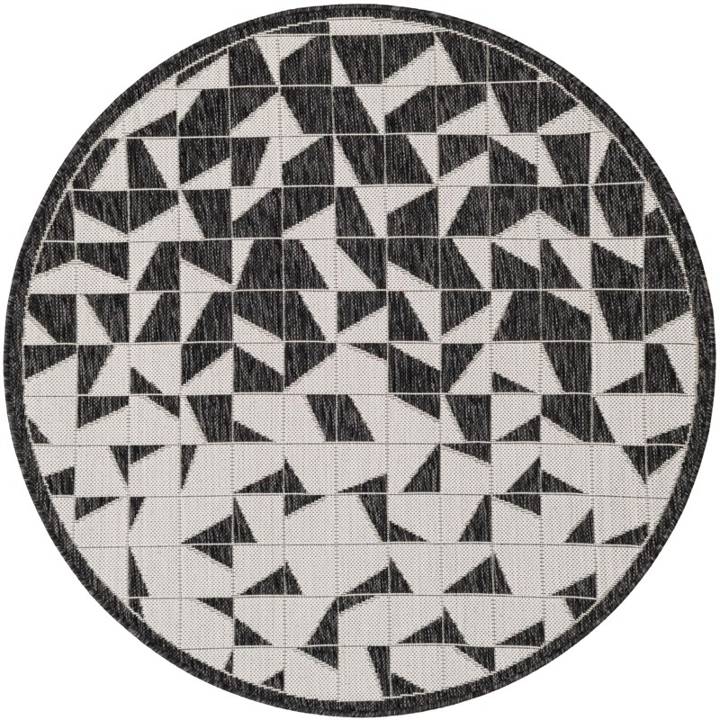4' x 4' Hildreth · Geometric Outdoor Rug, black and white