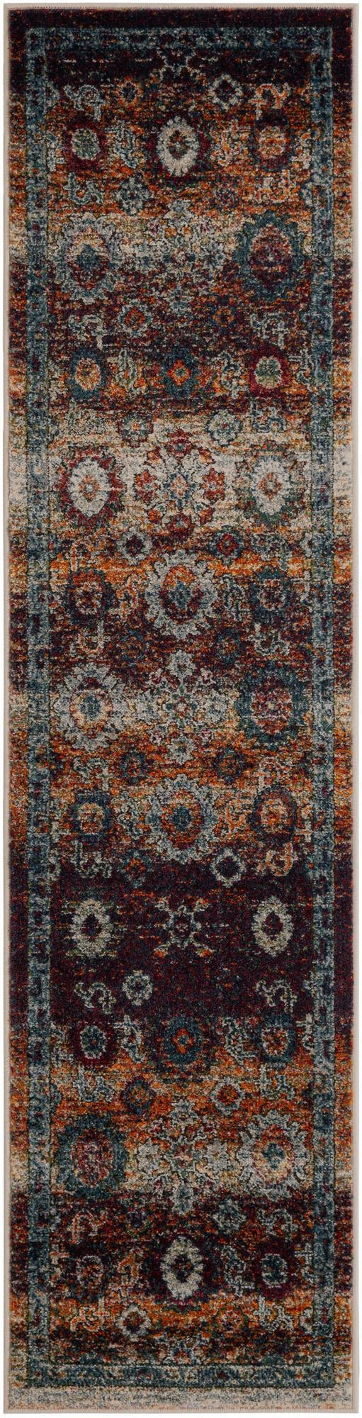2' x 8' Ukiah · Medallion rug, rust and navy