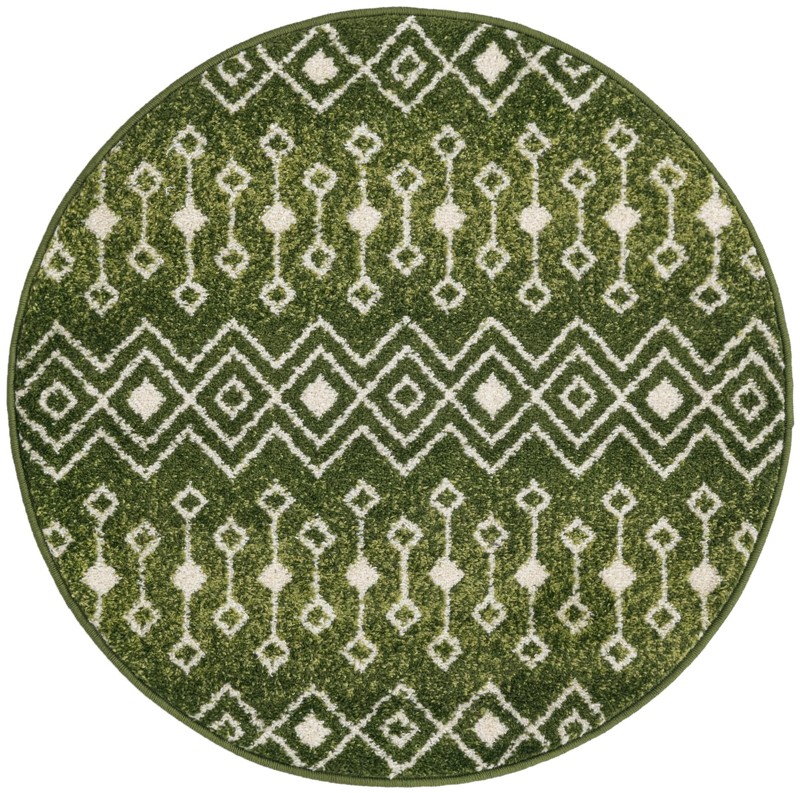 3' x 3' Boswell · Chevron rug, green