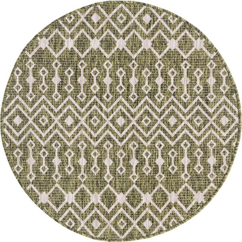 Kearney · Geometric Outdoor Rug, olive green and gray