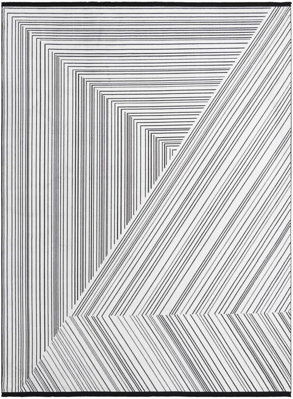 7' 10 x 10' Shrewsbury · Geometric line rug, black and white