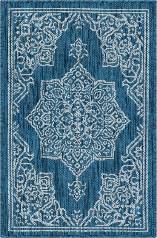 2' x 3' Rhys · Border Outdoor Rug, teal