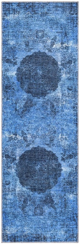 Fallowfield · Medallion Washable Rug, overdyed blue