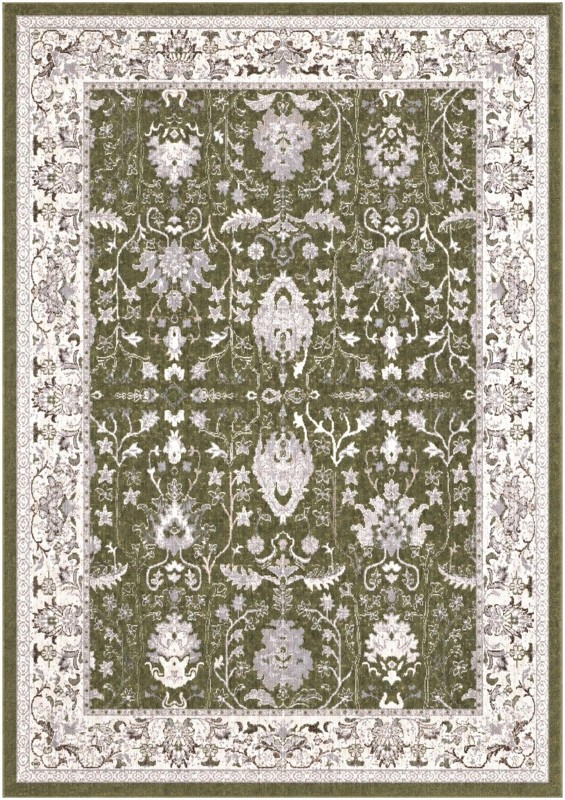 7' x 10' Sandys · Border Washable Rug, green