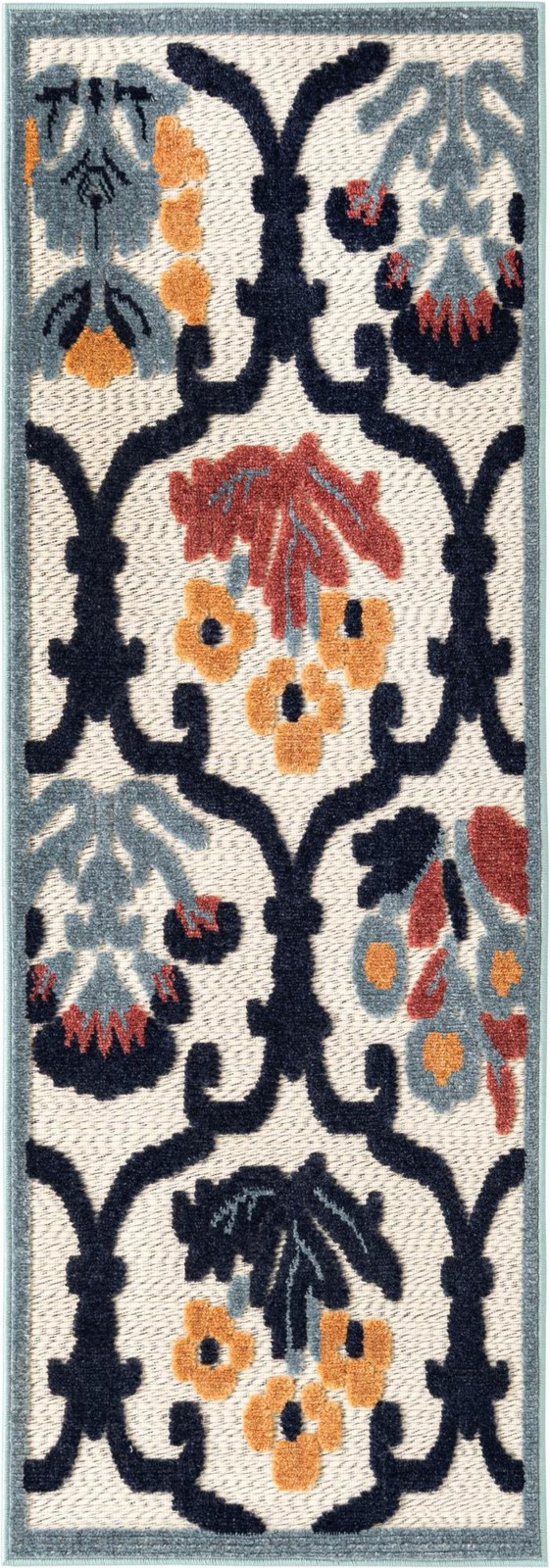 2' x 6' Bandera · Border Outdoor Rug, ivory