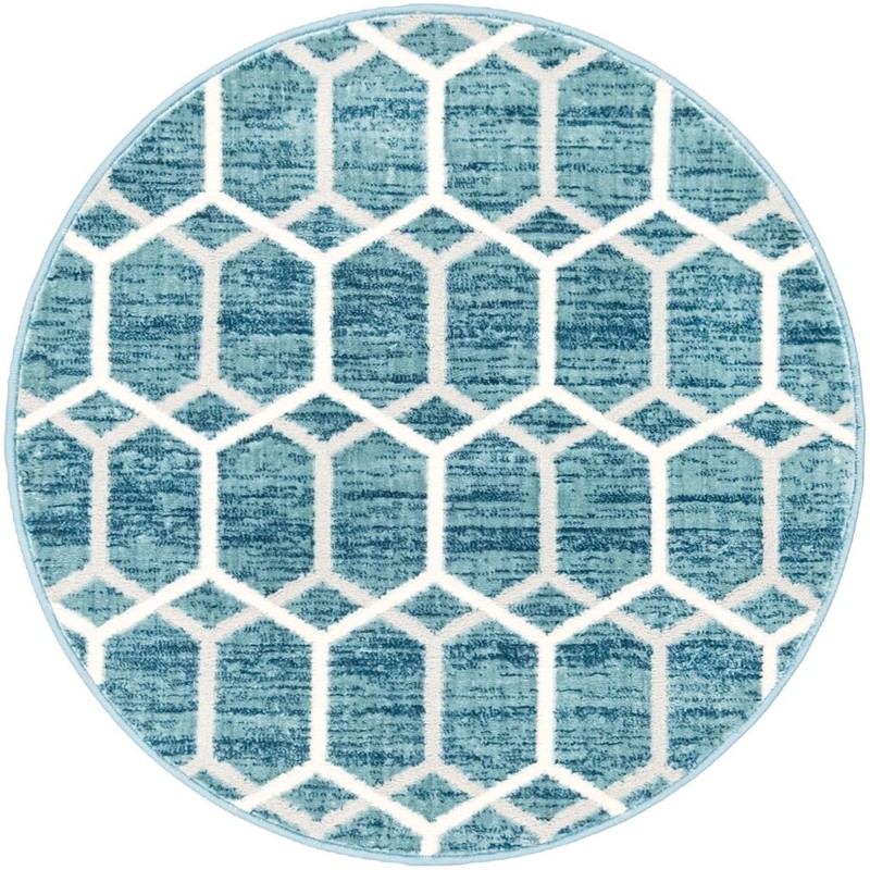 3' 3 x 3' 3 Babcock · Geometric rug, blue