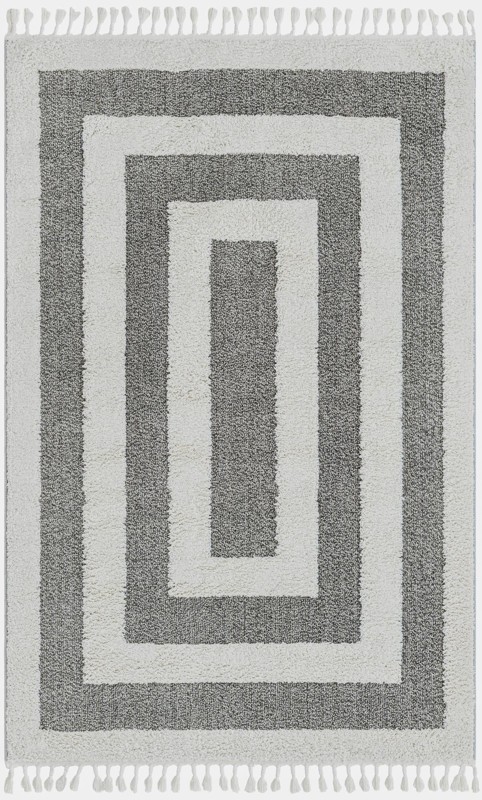 5' 3 x 8' Rickard · Border rug, gray